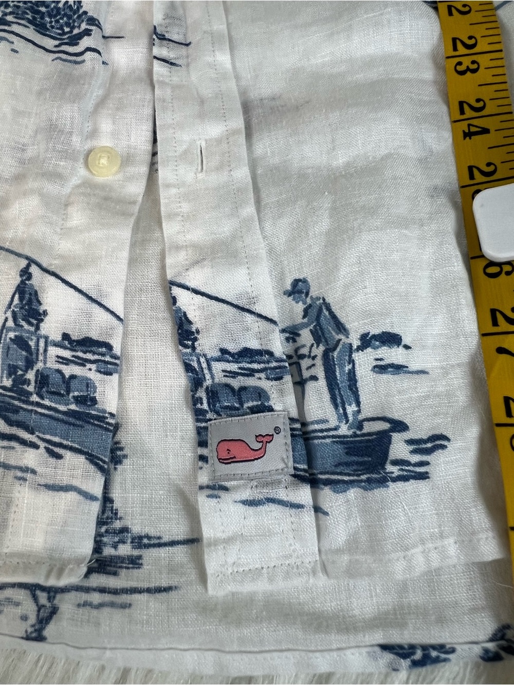 Vineyard Vines Men’s Linen Classic fit Murray White Button-Down Shirt Fishing XL - Picture 12 of 12